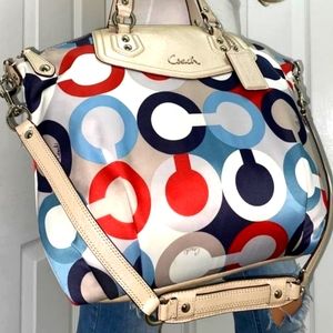 COACH | ASHLEY Op Art Scarf Signature C Print Silky Feel Satchel Handbag Purse